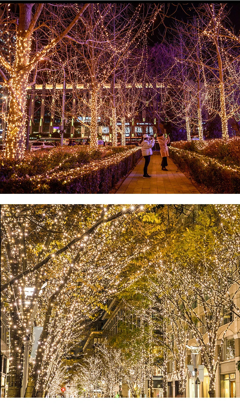 Outdoor Solar String Lights 300 LEDs Solar Powered Fair Christmas Lights Waterproof Copper Wire Lights for Patio Yard Tree