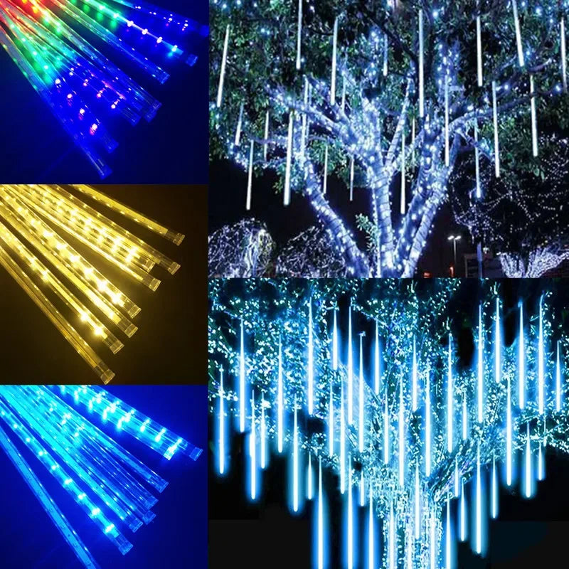 Solar LED String Lights 30CM Meteor Shower Fairy Garland Outdoor Garden Street Lamp Christmas Tree Decorations