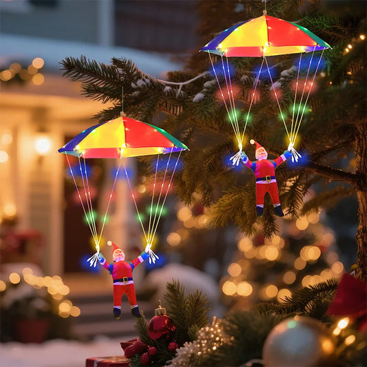 Parachute Santa Claus Christmas Yard Eaves Hanging Decorative Lights Leather String Lights Christmas Skydiving Light String