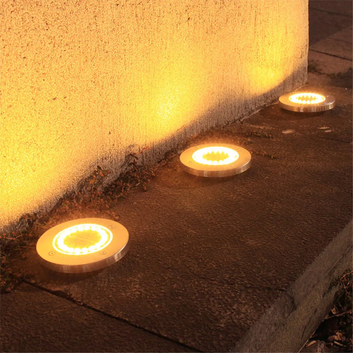4 Pcs 8LED Solar Power Disk Light Outdoor Garden Solar Underground Light Deck Light Spotlight Buried Solar Led Lamp