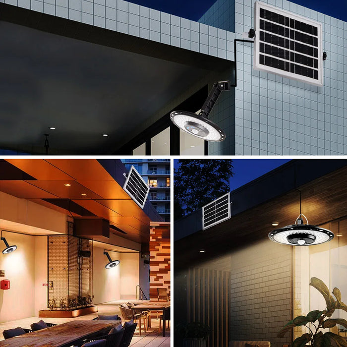 Solar Shed Light Outdoor Motion Sensor with Remote Control 360°Lighting Solar Pendant Lights Waterproof Garage Garden Warehouse
