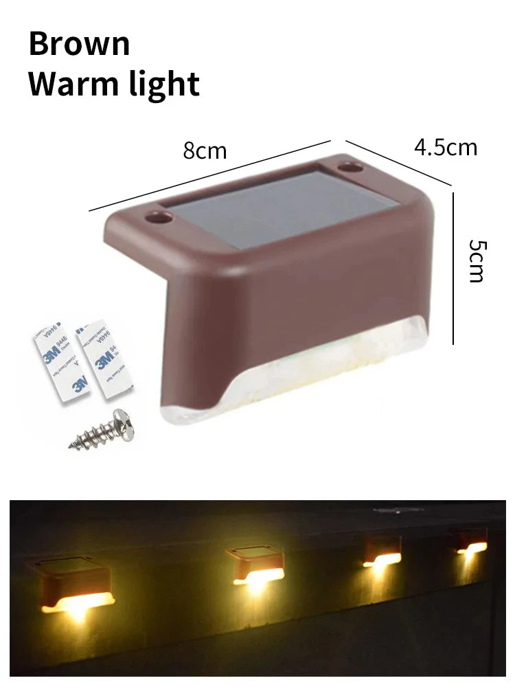 LED Solar Step Lights Outdoor Fence Light Garden Decorative Wall Lamp Waterproof For Courtyard Yard Pathway Railing Lighting