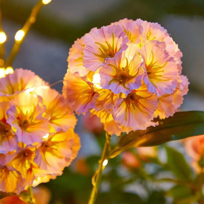 Waterproof Solar Flower Light Ground Mounted Warm light Simulation Flower Lamp with 3 Head Intelligent Light Sensing