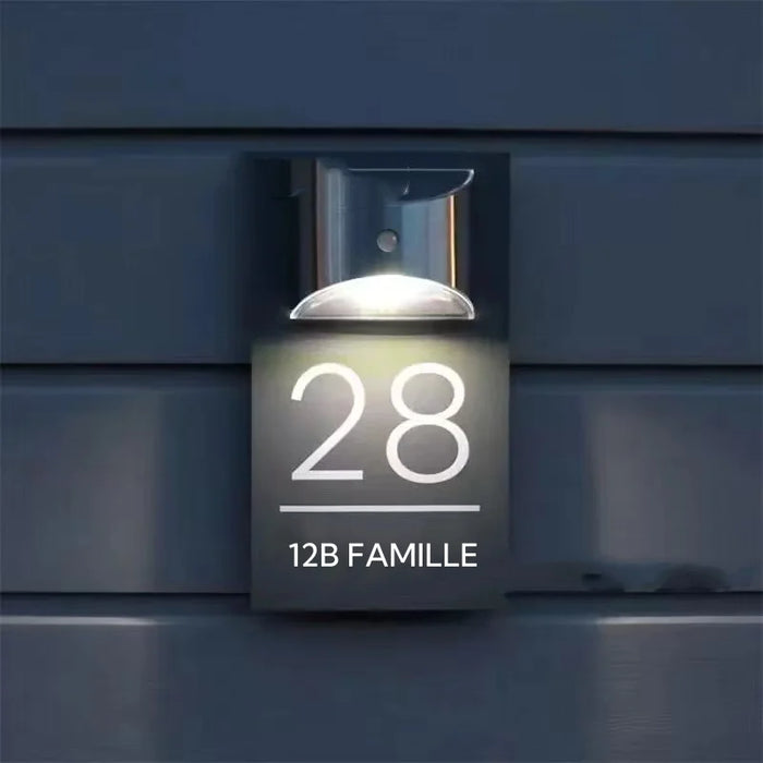 Customize Rectangle House Sign Solar LED Light Modern Residential Address Plaque Outdoor House Number Street Name Door Plates