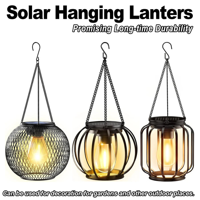 Solar Lantern Led Light Garden Lights Outdoor Waterproof Lamp Auto On/off Sensor Warm White Hollow Decoration Landscape Iron-art