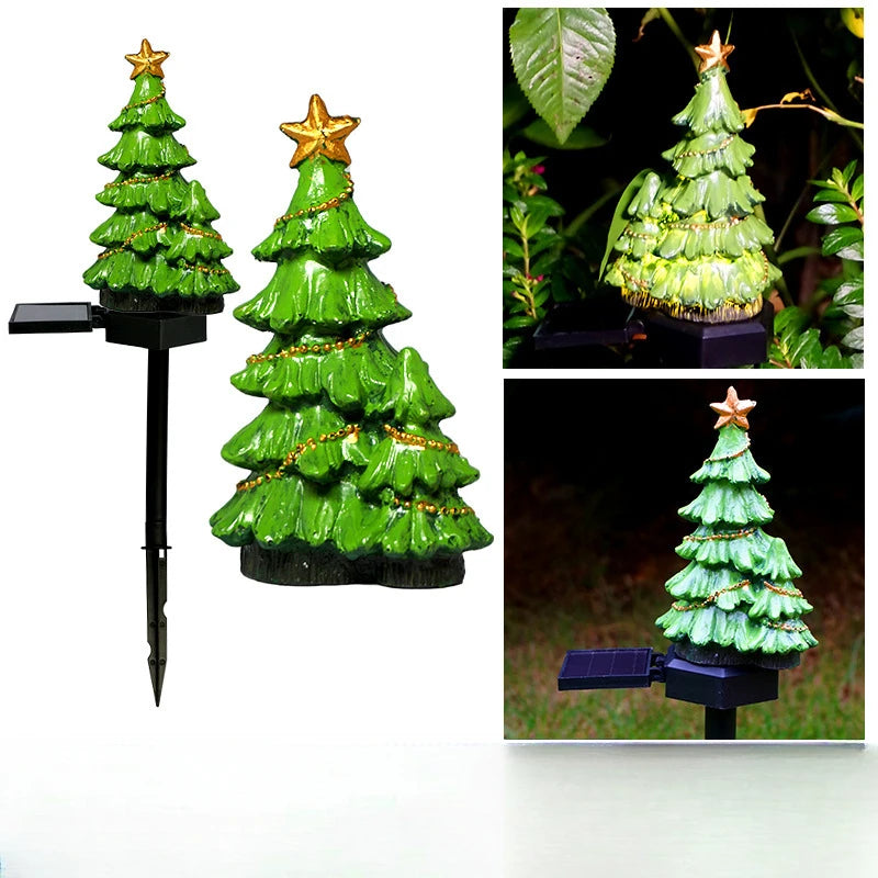 Halloween outdoor lights, waterproof solar Christmas tree pumpkin garden stake lights, Santa Claus crow skull panda decoration