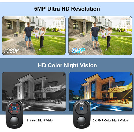 SANSCO 5MP Solar WIFI Surveillance Camera PIR Motion Detection 110° Wide Angle Outdoor Wireless Battery Security Protection CCTV