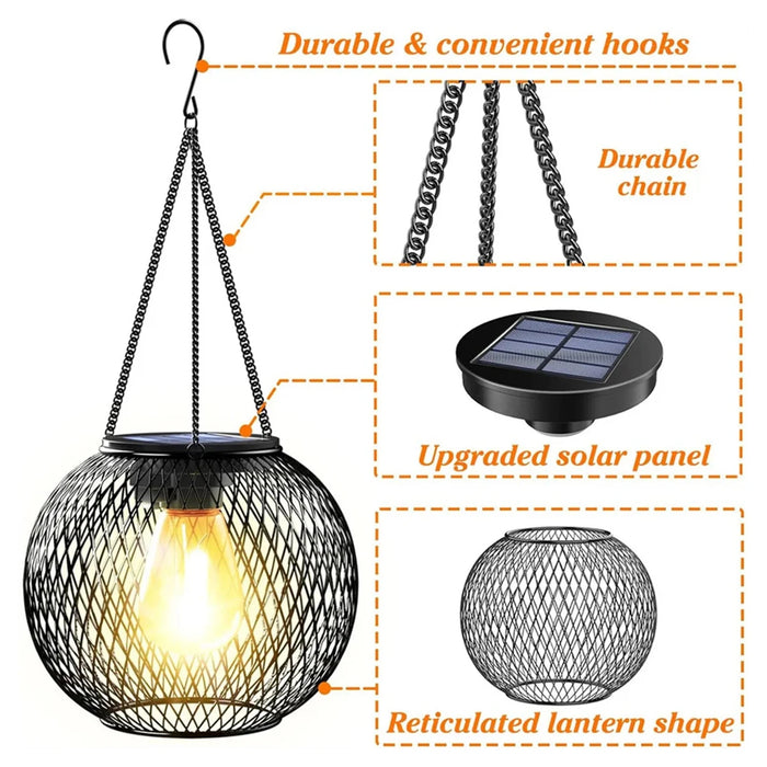 Solar Lantern Led Light Garden Lights Outdoor Waterproof Lamp Auto On/off Sensor Warm White Hollow Decoration Landscape Iron-art