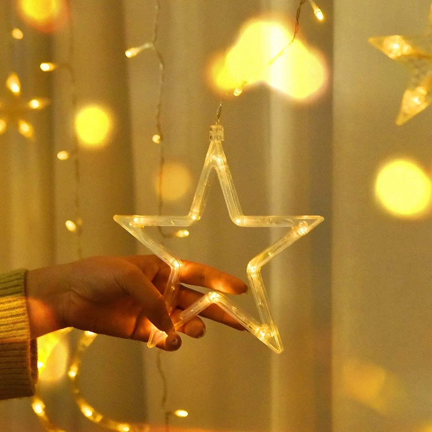 Star Moon Solar Battery String Lights 8Mode Outdoor Christmas Garland LED Fairy Light for Ramadan Festoon Wedding New Year Decor
