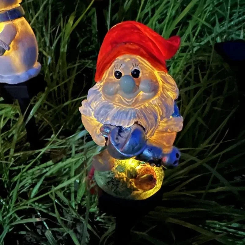 Solar Lamp Watering Dwarf Lamp Resin Crafts Santa Claus Lamp Led Outdoor Lighting Decorative Landscape Lamp Solar Garden Lamp Lawn Lamp for Courtyard Garden Path Lawn Holiday Decoration Christmas