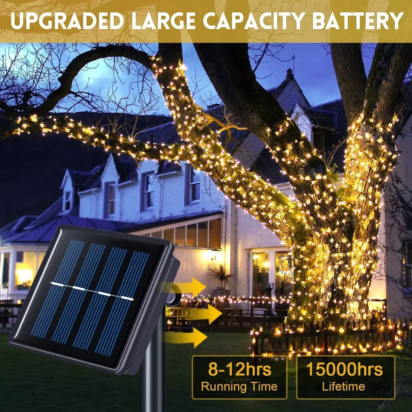 Solar String Fairy Light 8 Lighting Modes 5M 7M Waterproof Outdoor LED Garland Street Lamp Holiday Christmas Garden Decoration