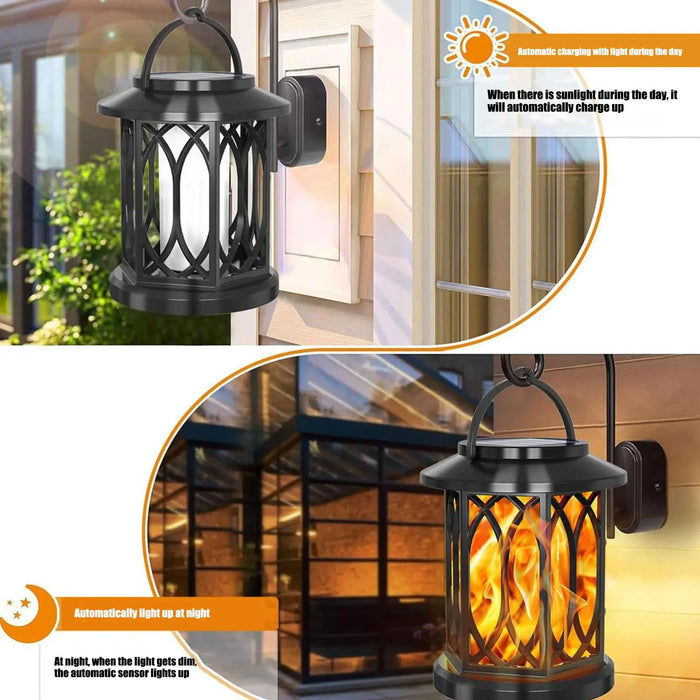 Solar Lantern Pathway Water Proof Lamp Hangable Weather Resistant Lanterns for Backyard Walkway Driveway Balcony Fence Pool Deck