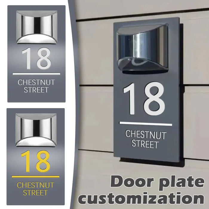 Customized House Sign Solar LED Light Modern Residential Address Sign Printing Address Plaque Street Name Door Plates