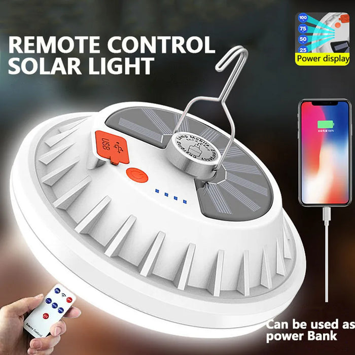 Solar Led Camping Light Outdoor Waterproof Remote Control Tent Lamps USB Rechargeable Portable Lanterns Emergency Night Lights
