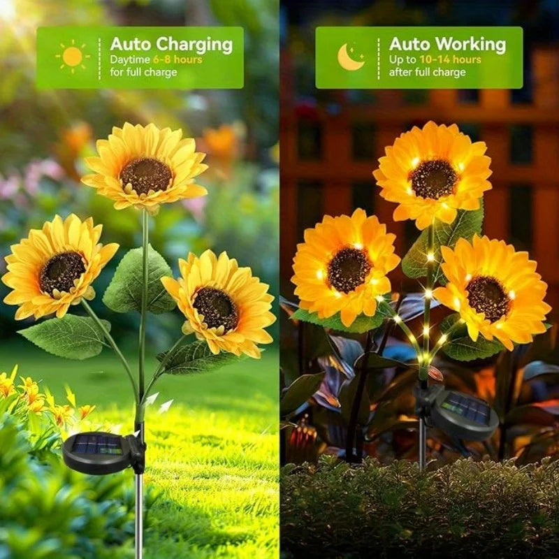 3 LED Solar Flower Lights Solar Simulation Flower Lights | Outdoor Decoration for Courtyard Villa Lawn Garden Pathway