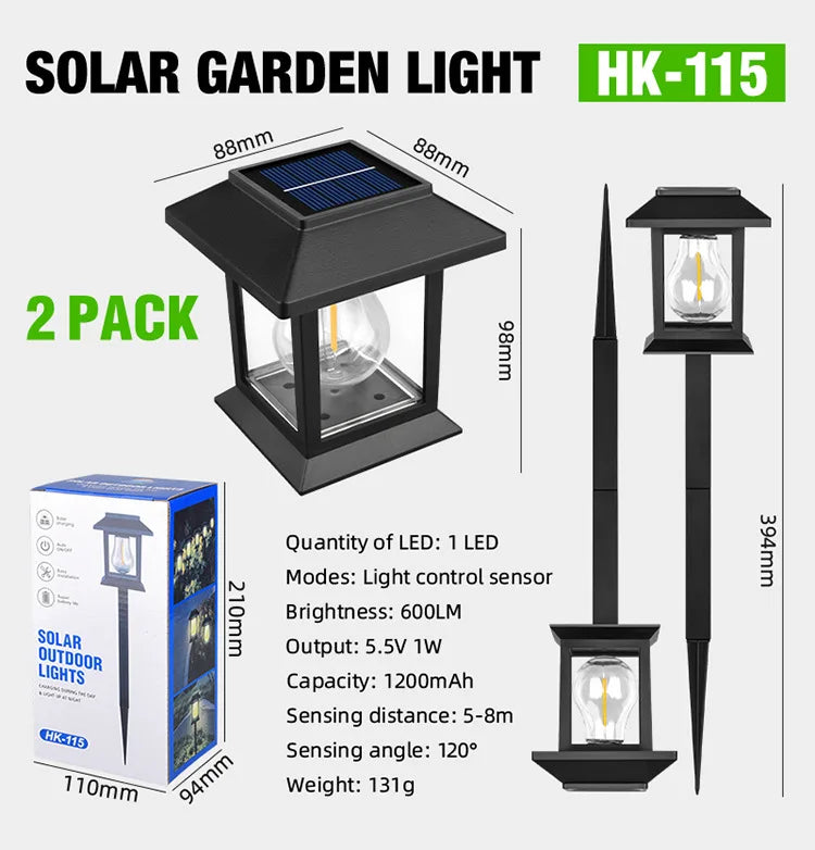 2 Pack Solar Pathway Light Outdoor Garden Lantern Waterproof Lighting Landscape Light Yard Patio Walkway Driveway Camping Decor