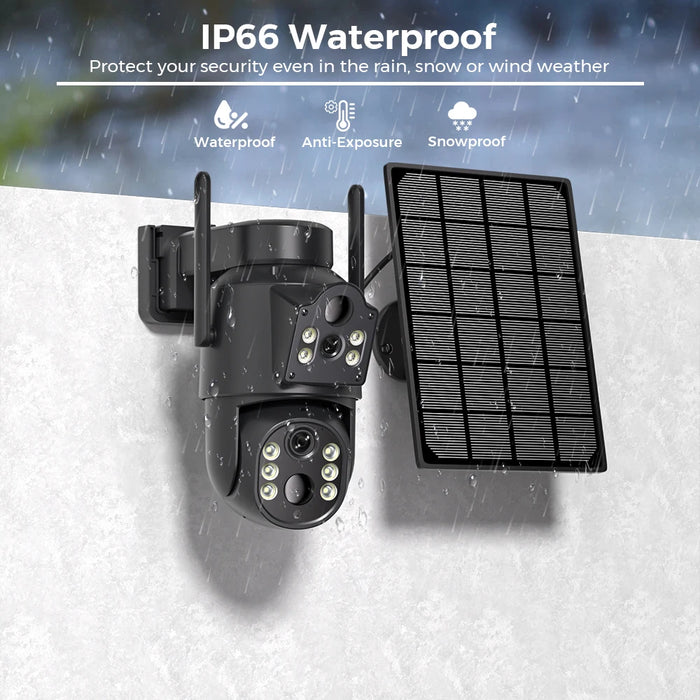 4K 8MP IP Solar Power WiFi Camera PTZ Outdoor IP66 Waterproof 7800mAh Built-in Battery Surveillance Camera PIR Human Detection