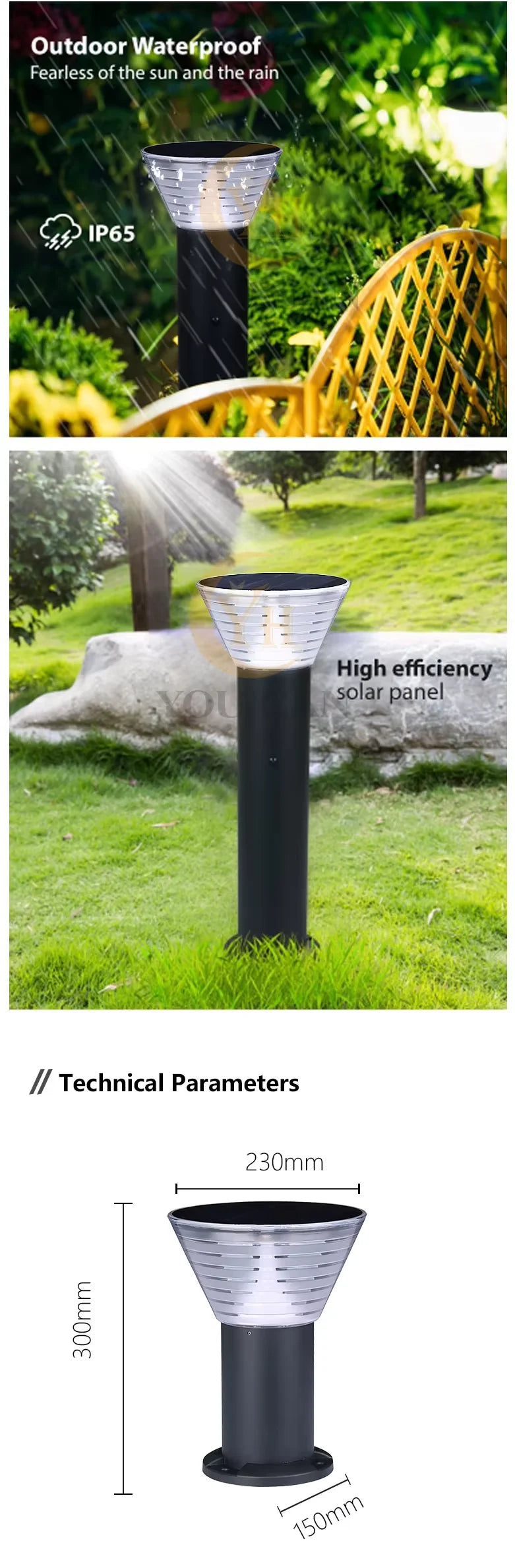 Outdoor Solar Bollard Light Villa Landscape Pillar Post Solar Gate Light Garden Solar Lamp