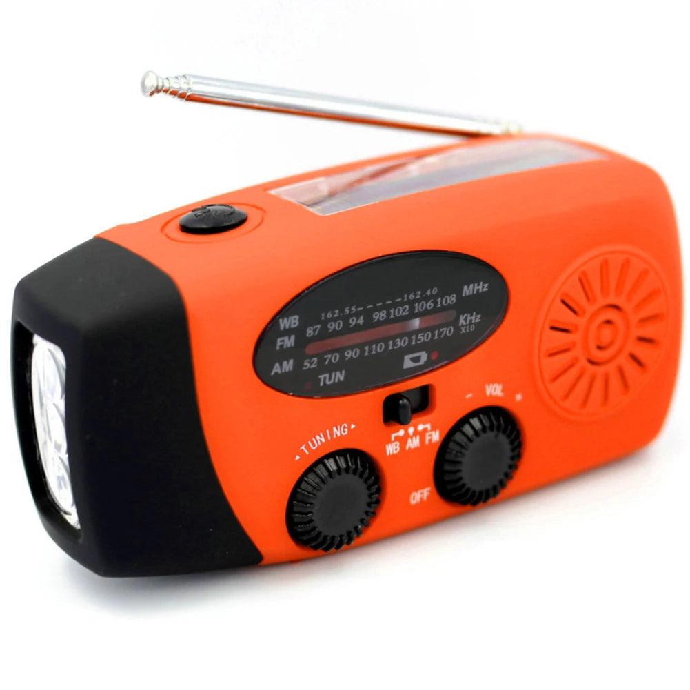 AM/FM/WB/NOAA Emergency Radio Hand Crank Solar Powered Radio Multifunction Weather Radio with BT Flashlight SOS for Outdoor