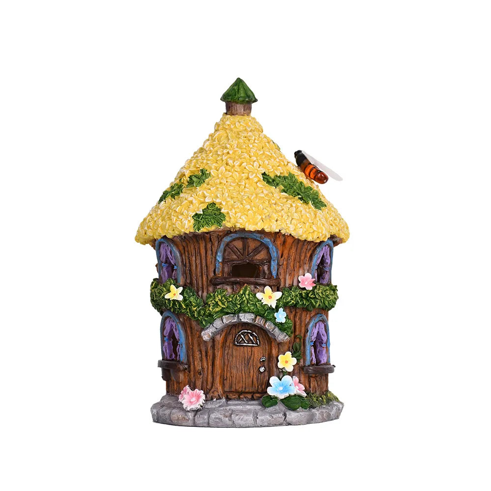 Solar Resin Cabin Christmas Outdoor Courtyard Garden Decoration Led Nightlight Fairy Tale Atmosphere Creative Ornament