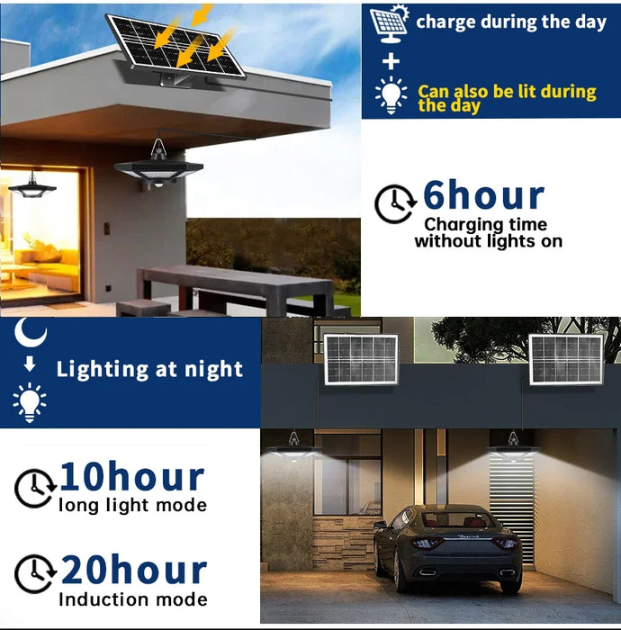 Solar Sensor Lights Dimmable for Barn Gazebo Yard with Waterproof Pendant Lights Indoor Outdoor Use Solar Garden Light
