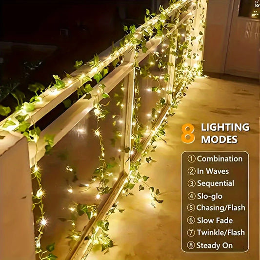 Solar Fairy Lights 2/5/10 M Solar Artificial Ivy Leaf Led String 8 Modes Solar Outdoor Light for Yard Garden Wedding Party Decor