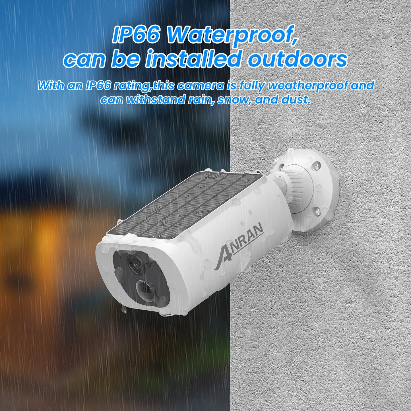 ANRAN Outdoor Solar Security Camera with Battery 3MP 2.4G WIFI Camera Battery Cloud Storage Color Night Vision Can't Add NVR