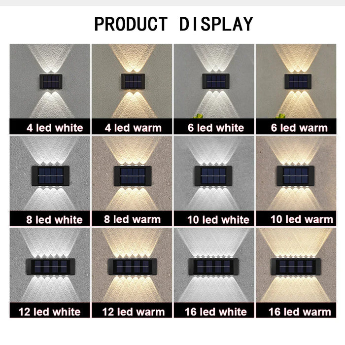 Solar Wall Lamp Outdoor Waterproof Solar Powered Light UP and Down Illuminate Home Garden Porch Yard Decoration Outside Sunlight