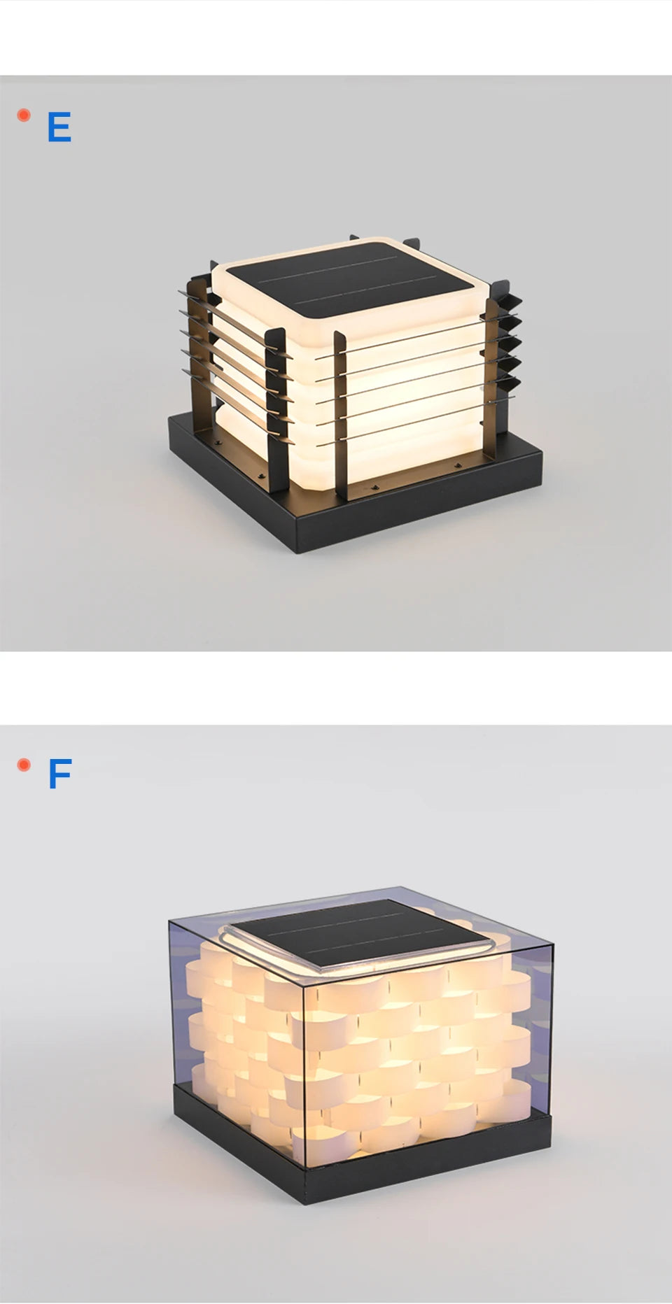 Outdoor Pillar Light Solar Powered Energy Saving IP65 Post Cap Lamp Auto Dusk-to-Dawn Sensor for Garden Villa Gate Pathway Fence