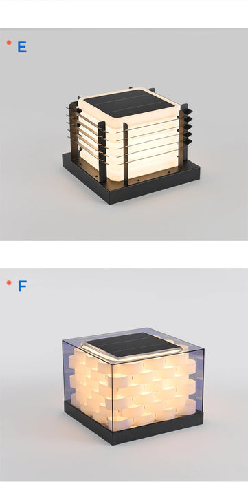 Outdoor Pillar Light Solar Powered Energy Saving IP65 Post Cap Lamp Auto Dusk-to-Dawn Sensor for Garden Villa Gate Pathway Fence