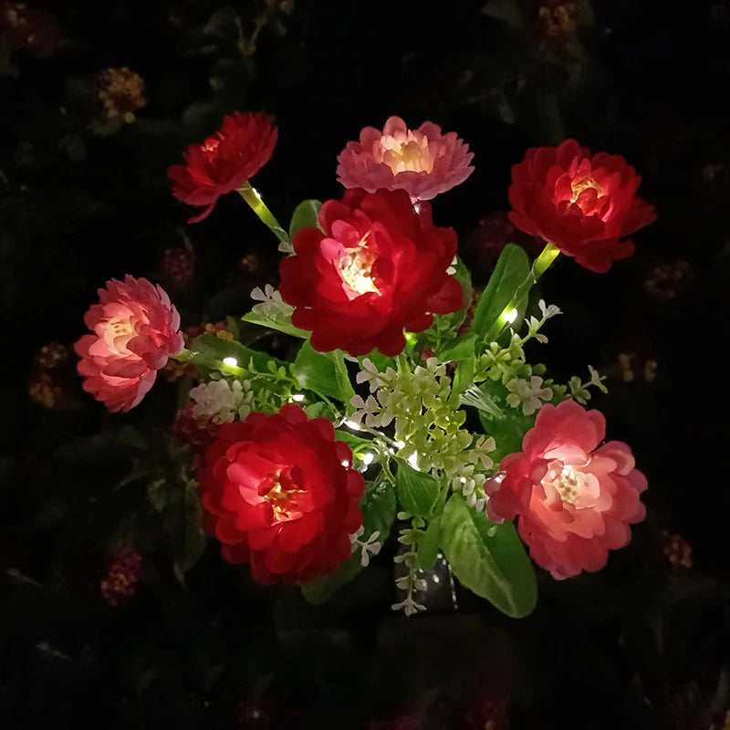 Solar Garden Lights Wild Flower Chrysanthemum Stake Lawn Lamp Waterproof Garden Butterfly  Lamps Yard Art for Home Decoration