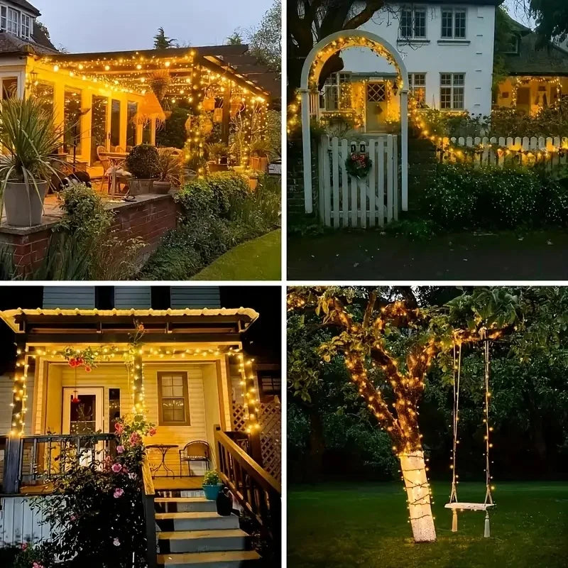 Led Solar String Lights Outdoor Solar Christmas Lights 8 Modes Twinkle Fairy Lights for Xmas Tree Garden Wedding Decoration