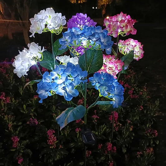 Solar Lights Solar Flowers Lights with 3 Head Hydrangea Flowers Waterproof for Garden Yard Patio Lawn Backyard Pathway Decor