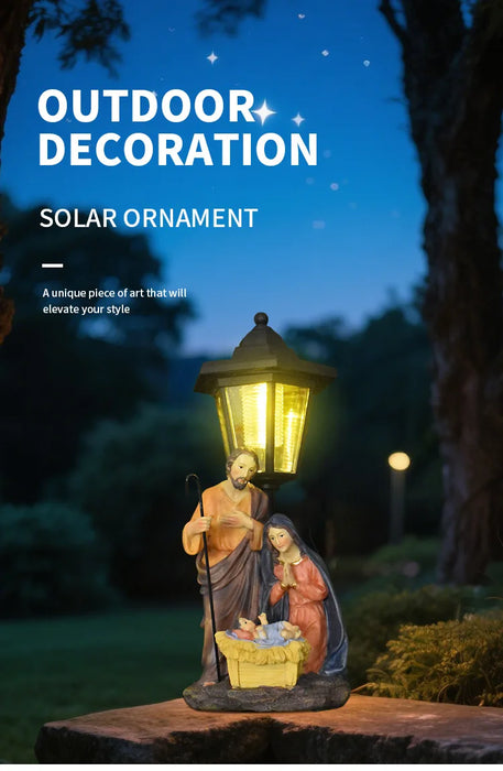 Christmas Trough Solar Light Ornament Outdoor Balcony Lawn Garden Path Atmosphere Light Statue  Garden Statues