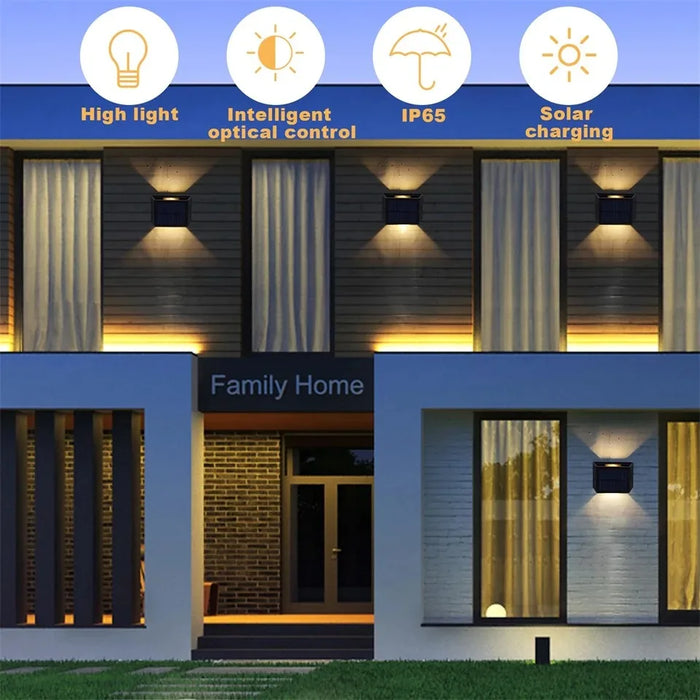Solar LED Wall Lights IP65 Waterproof Dusk To Dawn Up and Down Solar Light Outdoor Wall Light for Outside Fence Porch Deck Patio
