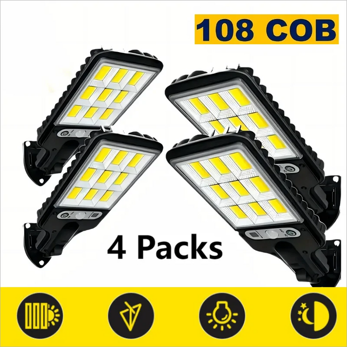4 pc Solar Outdoor LED Wall Light with Human Body Waterproof Induction for Garden Terrace Garage Courtyard and Street Lighting