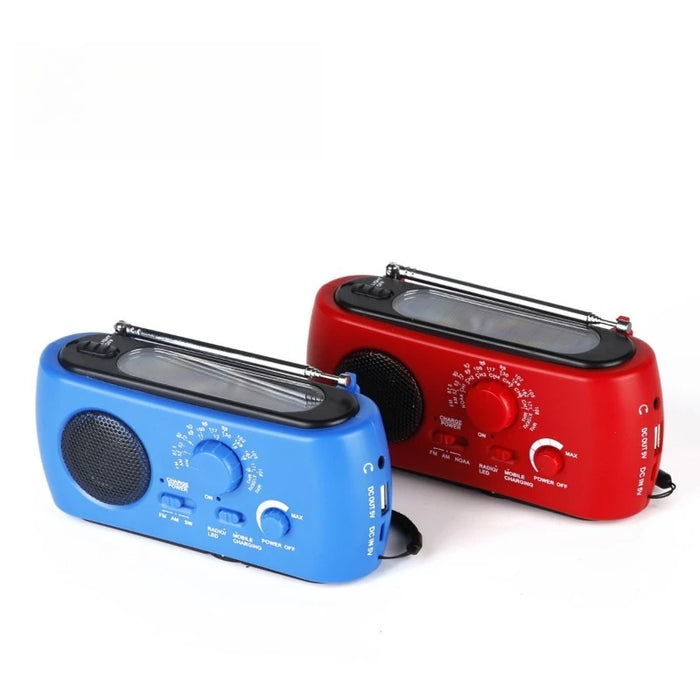 Emergency AM/FM Radio - Solar/Hand Crank/Battery Operated with Flashlight SOS Alarm Charger for Outdoor Survival Camping Storms