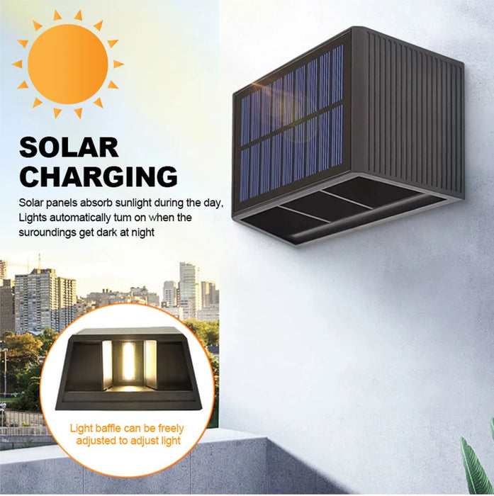 Solar Wall Lamp Outdoor Waterproof Solar Powered Light UP and Down Illuminate Home Garden Yard Decoration Outside Sunlights