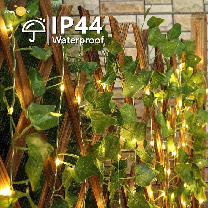 Solar Vine String Lights LED Solar String Lights Outdoor Waterproof Artificial Ivy Leaf Plants Lights for Garden Wedding Fence