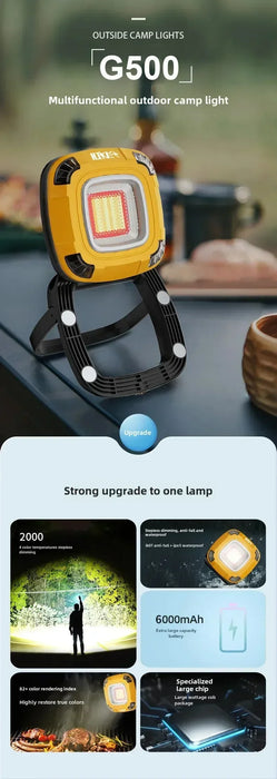 Solar LED Camping Light 5000mAh Portable USB Rechargeable Tent Lamp 5 Mode Torch Emergency Outdoor Waterproof  Hanging Lantern
