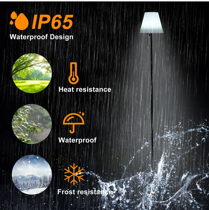 Solar Powered USB Charging Outdoor Floor Lamp for Patio Waterproof Rechargeable Cordless Solar Floor Lamp with Light Sensor