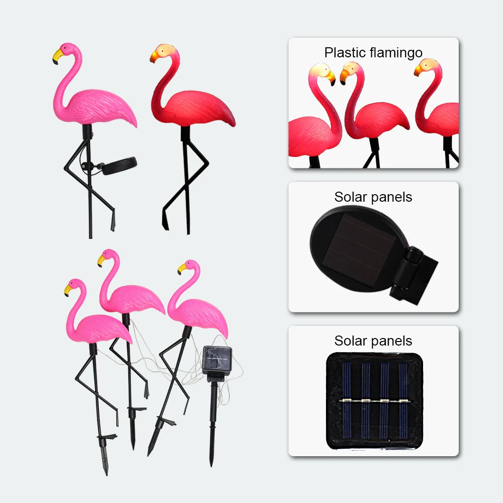Solar Flamingo Light Outdoor Courtyard Decoration Garden Decor Stake Lights Waterproof LED Patio Walkway Light Lawn Lamp