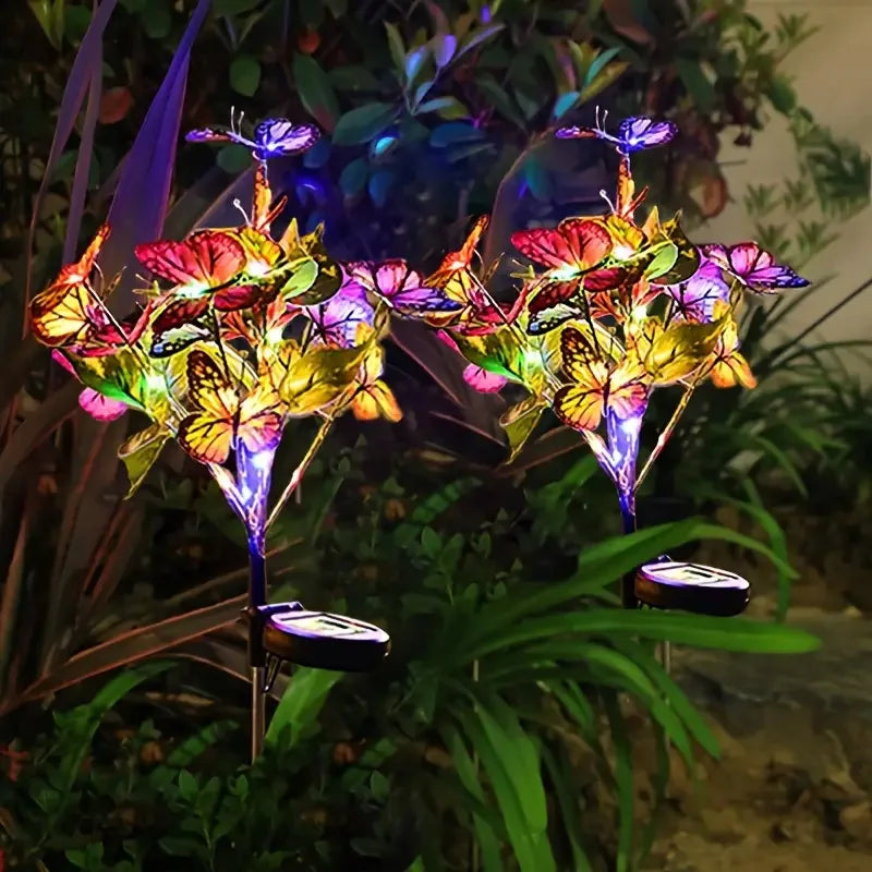 Solar Outdoor Lights Butterfly Flower Garden Fairy Lights Christmas Decorations 2025 Lawn Tree Landscape Lamp Yard Path Ornament