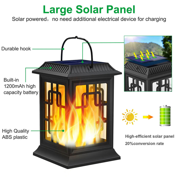 Solar Lanterns Outdoor Waterproof Flickering Flame Solar Lantern LED Hanging Lanterns Decorative Outdoor Solar Lights for Garden