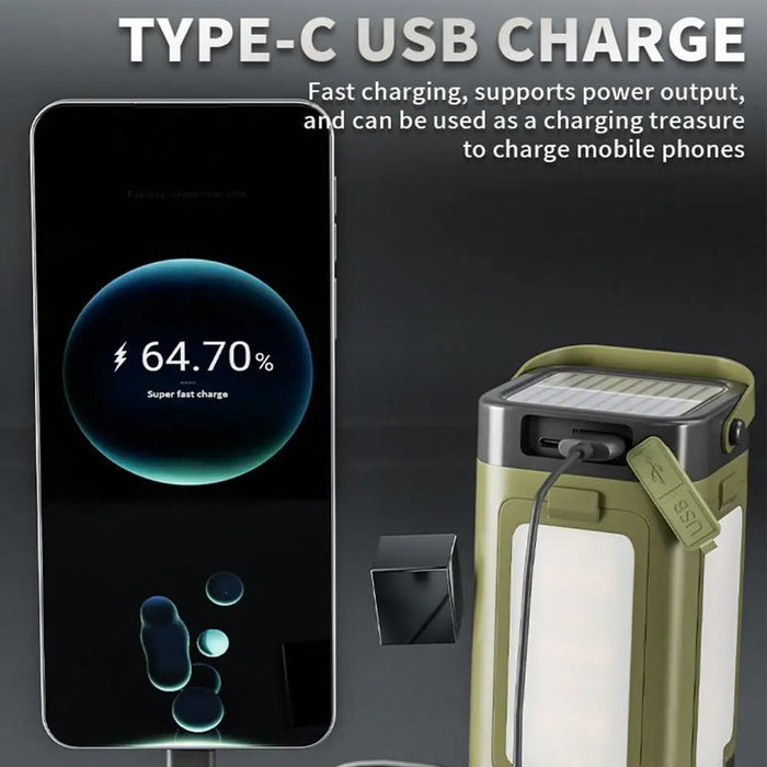 Solar Portable Camp Light Camping Lamp Foldable Flashlight Emergency Power Bank Work Floodlight For Outdoor Camping