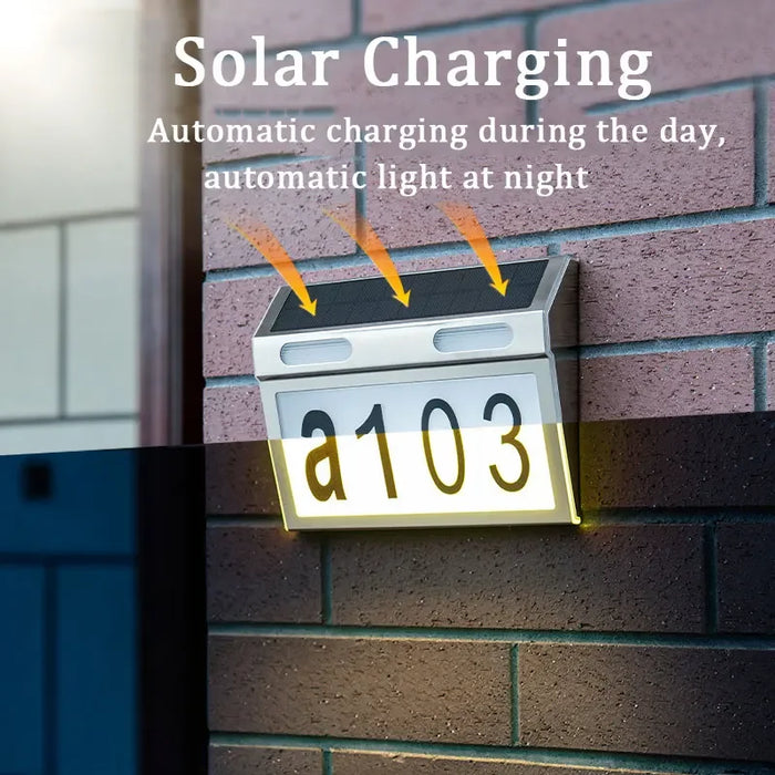Solar House Number Lights Outdoor Waterproof LED Address Sign Lamp Wireless Sunpower Garden Door Decorative Plaque Wall Light
