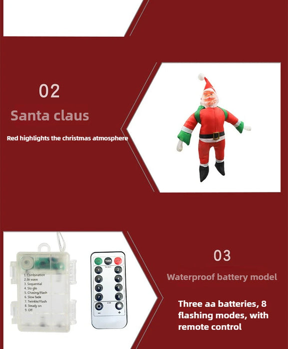 Parachute Santa Claus Christmas Yard Eaves Hanging Decorative Lights Leather String Lights Christmas Skydiving Light String