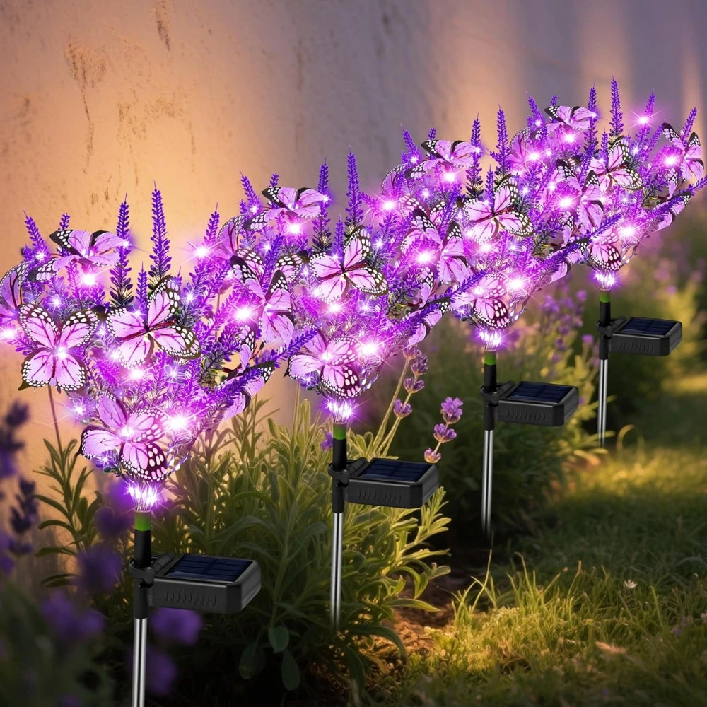 Solar Garden Flower Lights Outdoor Fabric Daisy Lavender Flowering Vine‌ LED Landscape Decorating for Yard Patio Flowerpot