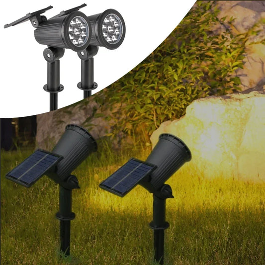 9 LED Solar Spot Lights Outdoor Waterproof Solar Power Garden Stake Lights Brightness Adjustable for Walkway,Lawn,Driveway Backy