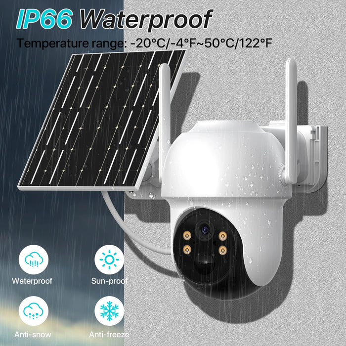 6x Zoom Solar PTZ Camera 4K 8MP HD Outdoor WiFi Wireless IP Camara Solar Panel Security Built in Battery PIR Human 4MP iCsee